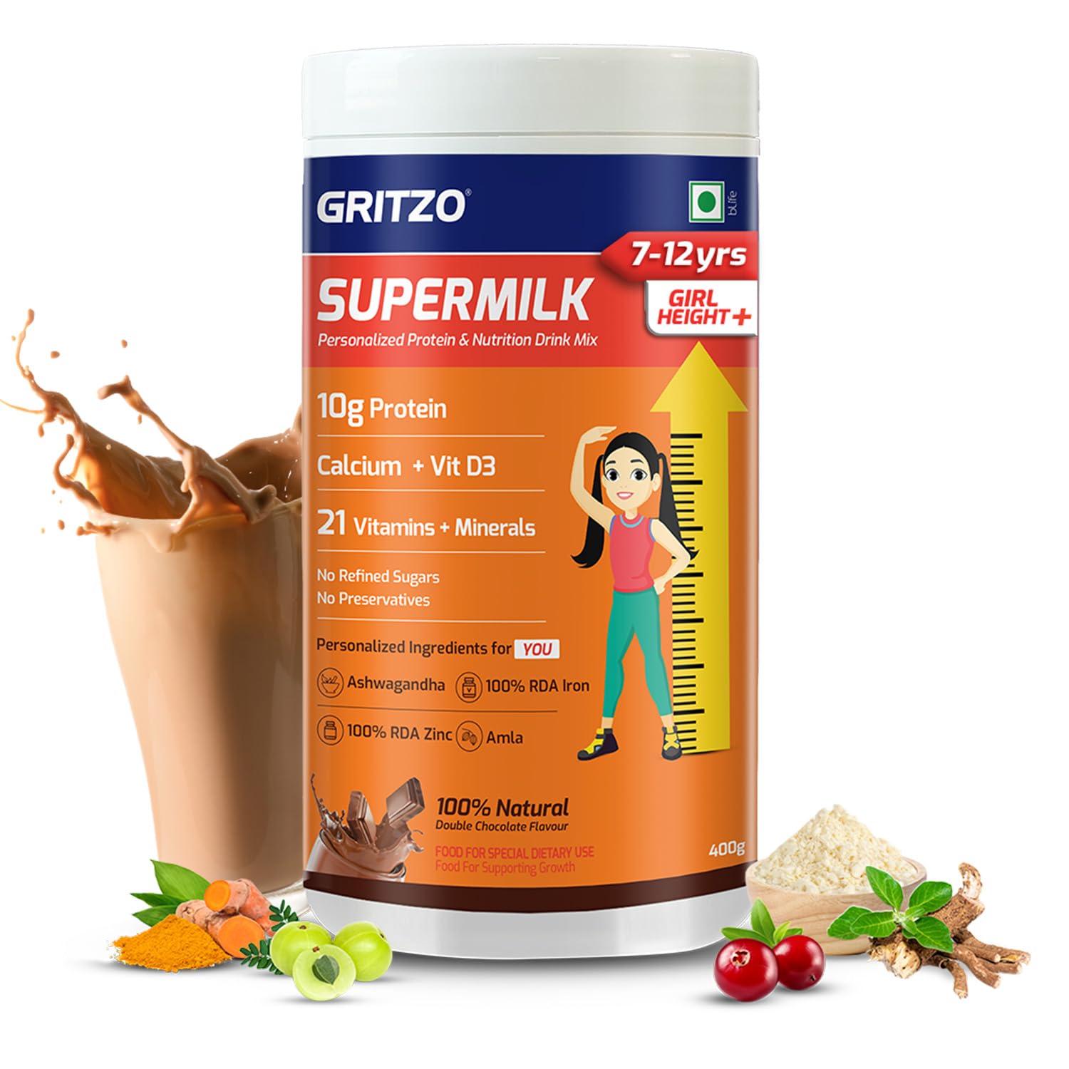 Gritzo SuperMilk Height+ (7–12 Years Girls) – 400g |