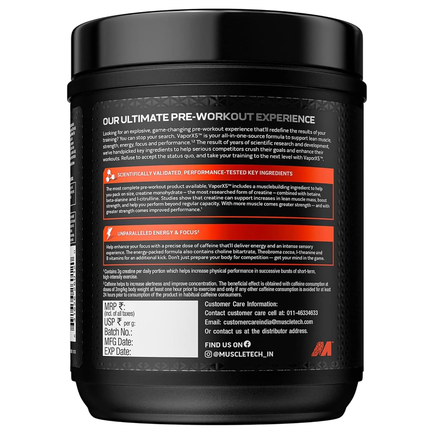 MuscleTech VaporX5 Pre-Workout – 30 Servings