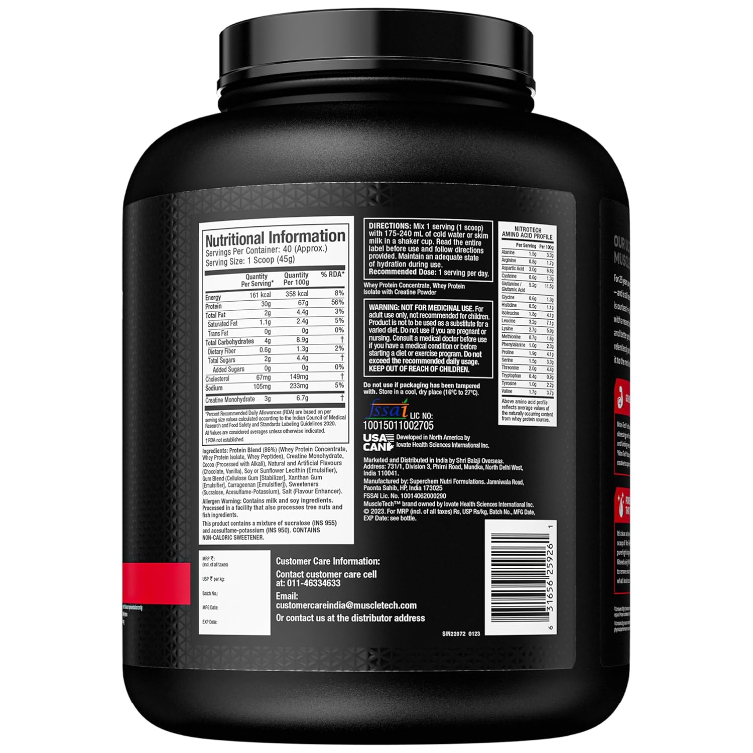 MuscleTech NitroTech Whey Protein – 1.81kg, Milk Chocolate